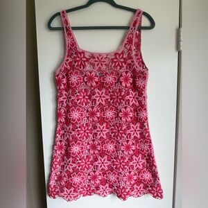 Pink crochet floral dress